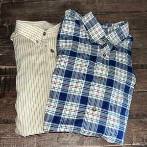 Two Cabelas Button Down Shirts Size XL - stripes and plaid